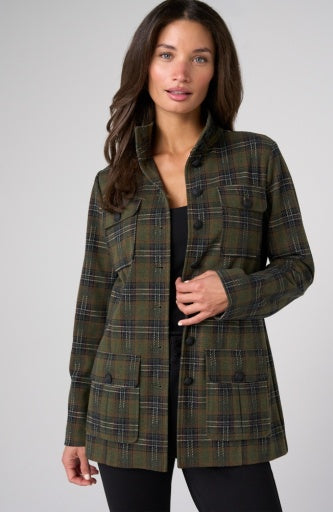 Funnel Neck Field Jacket - olive multi