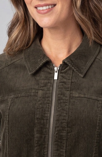 Zip Front Collared Bomber Jacket - hunter green
