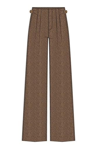 High-Rise Pleated Wide Leg Trouser W/ S/Tabs- 31' In - chestnut
