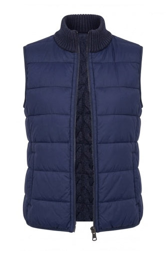 Sleeveless Reversible Zip Front Quilted Sweater Vest - heather navy