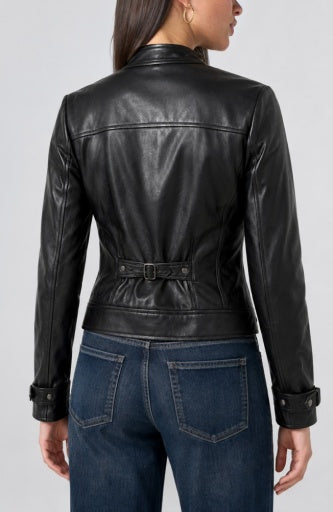Zip Front Moto Jacket with Buckle