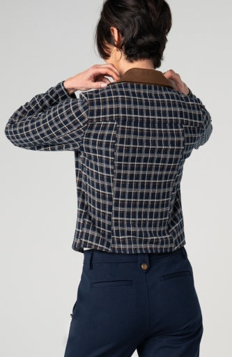 Cropped Blazer - nvy/mlt tartan