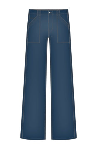 Stride High-Rise Wide Leg With Trapunto Patch Pocket 32' - empire blue