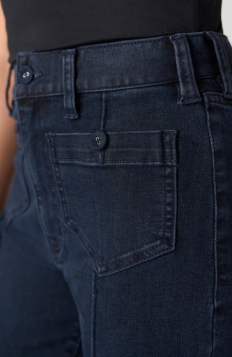 Hannah High-Rise Flare Patch Pockets & Pintucks 34 Inseam - raven wing