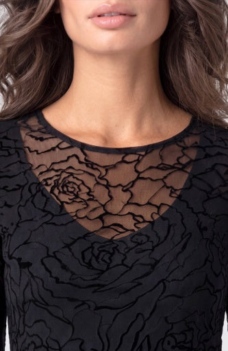 Long Sleeve Layered Knit Top with V Detail