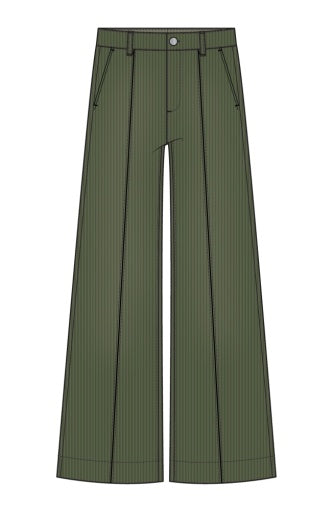 Mid-Rise Crop Wide Leg W/ Pintuck -27" Inseam - hunter green