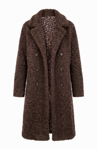 Double Breasted Coat - teddy brown