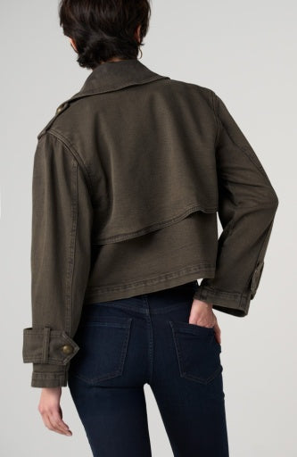 Cropped Denim Trench - mosswood