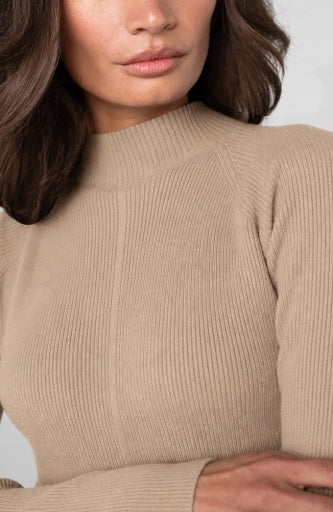 Long Sleeve Turtleneck Sweater - hrvst khki mlng