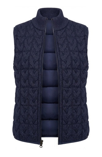 Sleeveless Reversible Zip Front Quilted Sweater Vest - heather navy