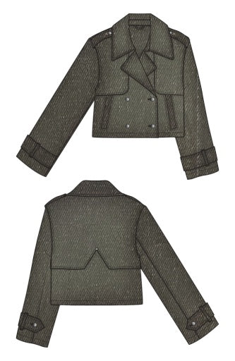 Cropped Denim Trench - mosswood