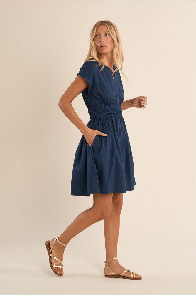 Short Cotton Dress w/ Smocked Waist