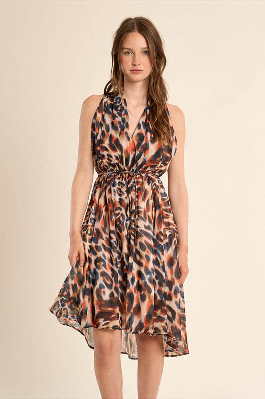 Short Printed Dress Asymmetrical