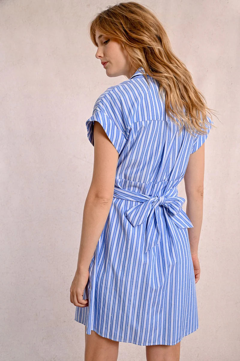 T1741ADP Mini Striped Crossed Dress