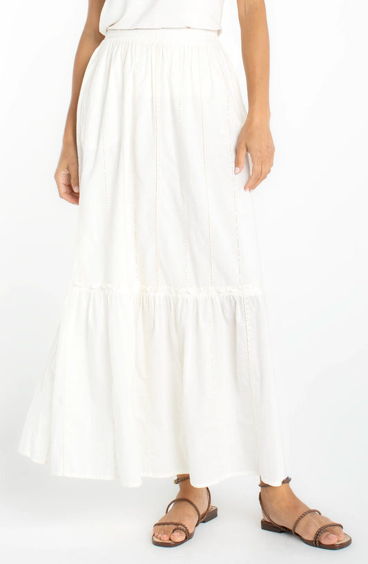 Tiered Woven Pull On Maxi Skirt