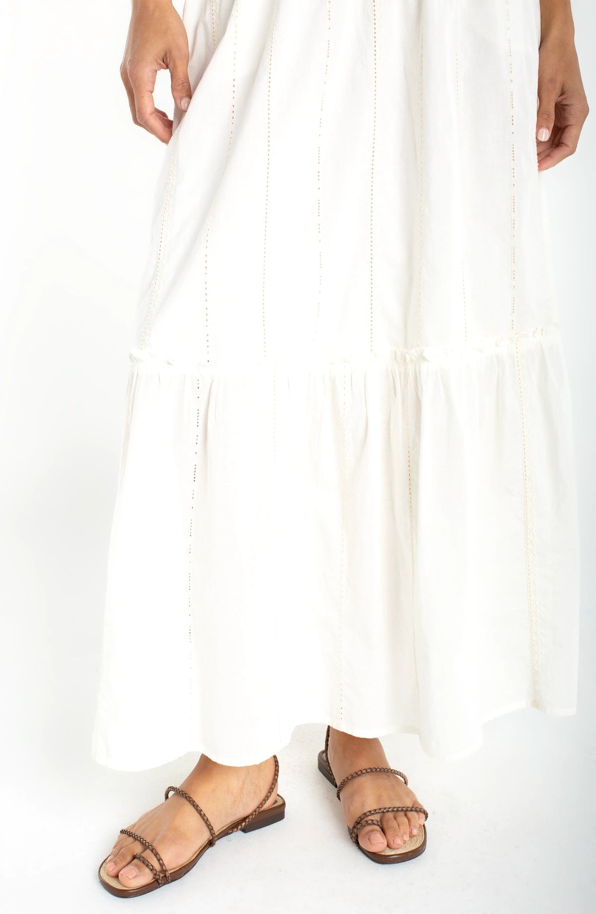 Tiered Woven Pull On Maxi Skirt