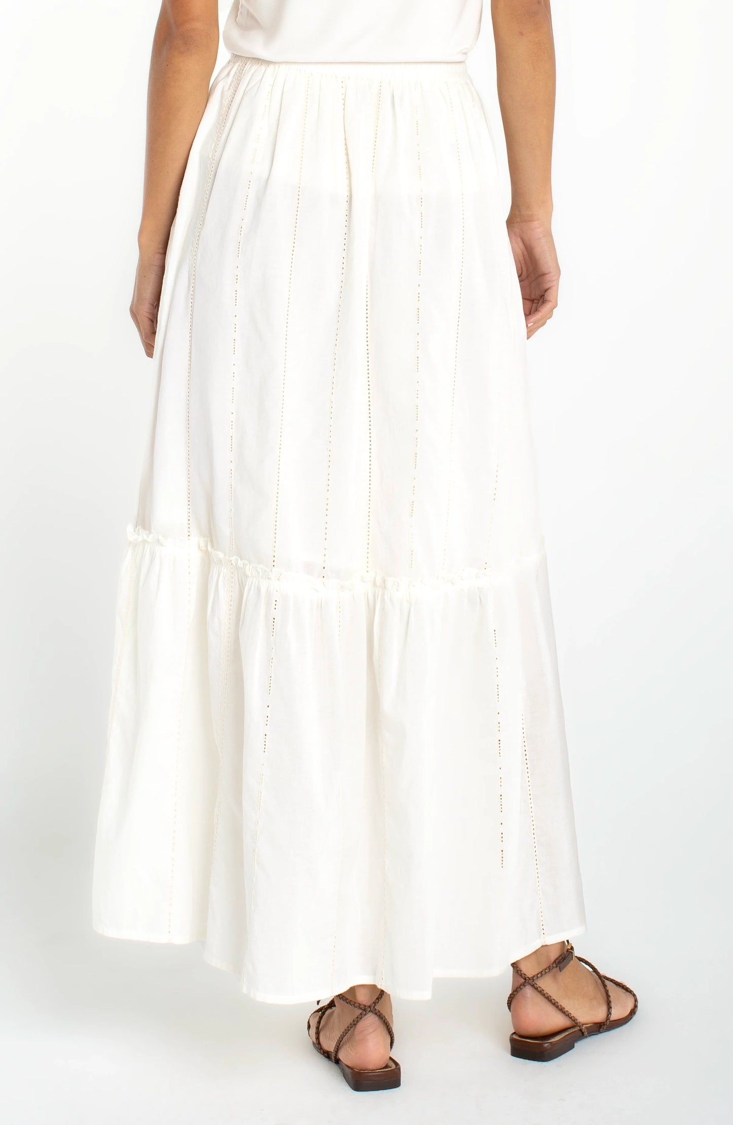 Tiered Woven Pull On Maxi Skirt