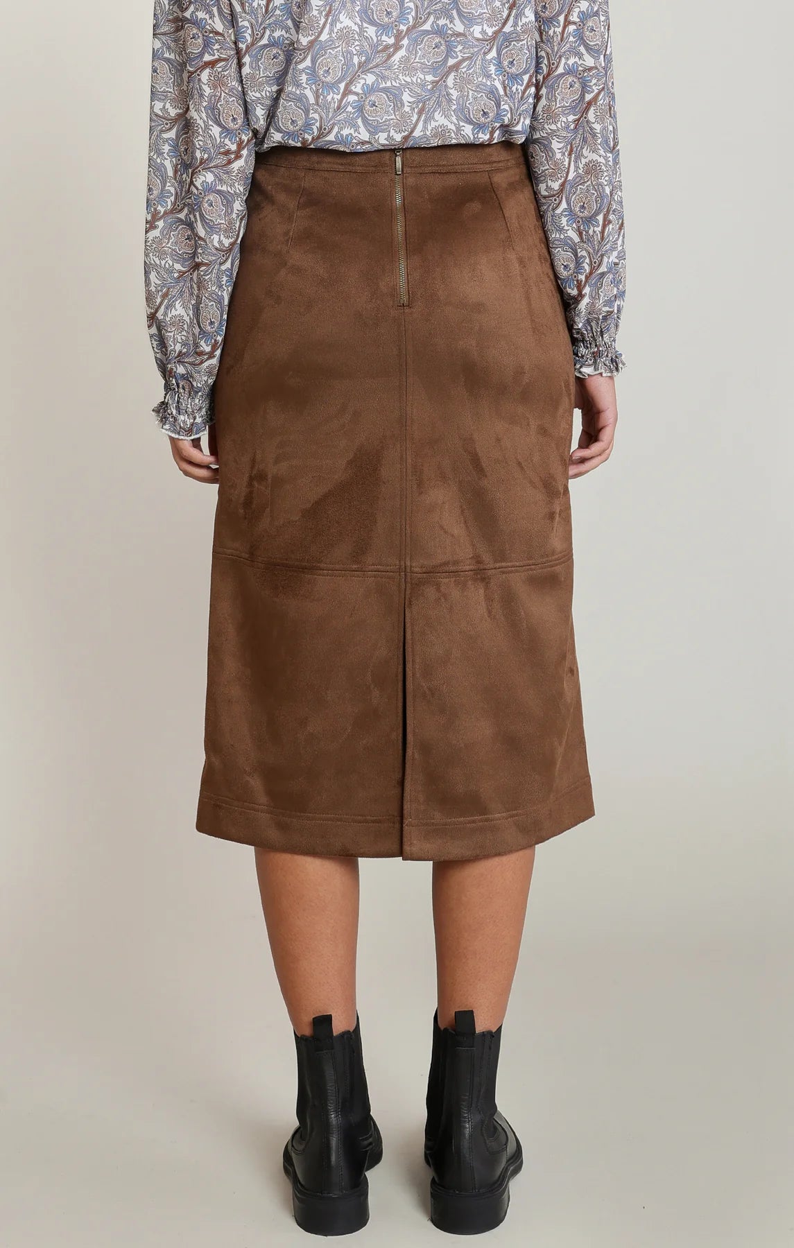 Suede Midi Skirt - Caramel