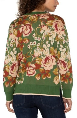 Long sleeve crew neck - green multi floral