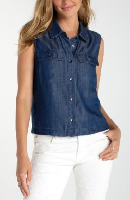 Sleeveless Button Up W/ Pockets
