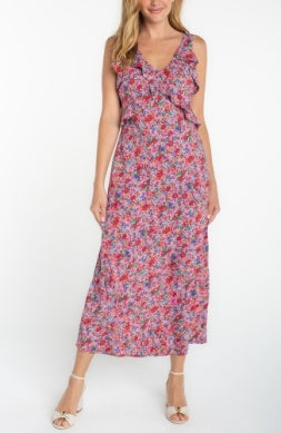 Sleeveless Ruffle Frt Maxi Dress