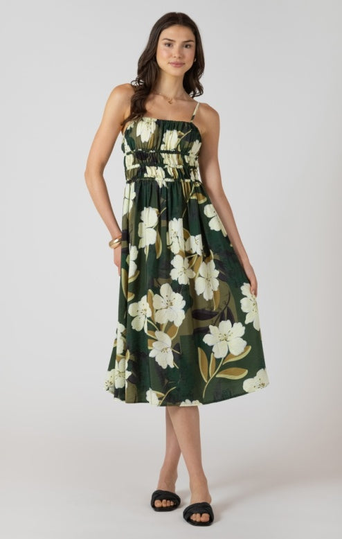 Elastic Waist Midi Dress