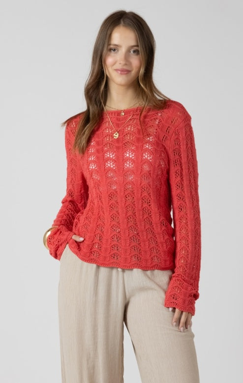 Scalloped Open Work Sweater