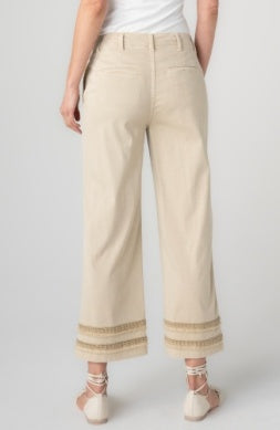 Crop Wide leg W/ Fray & Lace