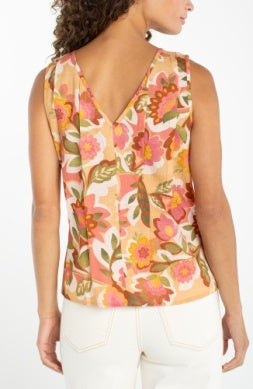Slvless V-Neck Woven W/ Pintucks