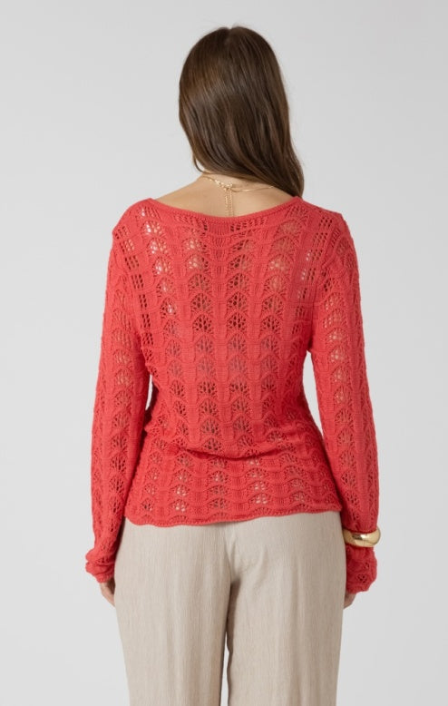 Scalloped Open Work Sweater