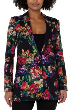 Floral Button Boyfriend Blazer Print