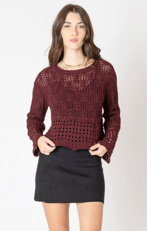 2627012 Open Stitch Wavy Hem Sweater