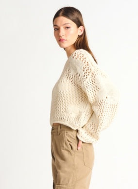 Floral Crochet Sweater Ivory