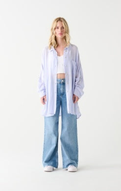 Oversized Shirt Blue/Pink Stripe