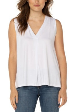 sleevless vneck modal knit top white