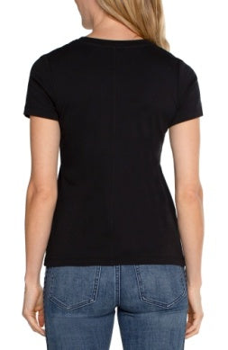 Scoop Neck Short Sleeve Tee Black