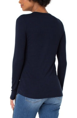 IS Henley Rib Knit Top Dark Navy