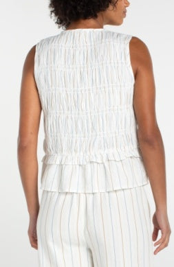 Sleeveless Tie Front W/ Smocking