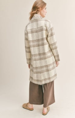 AE3541 Morning Stroll Plaid Jacket Cream