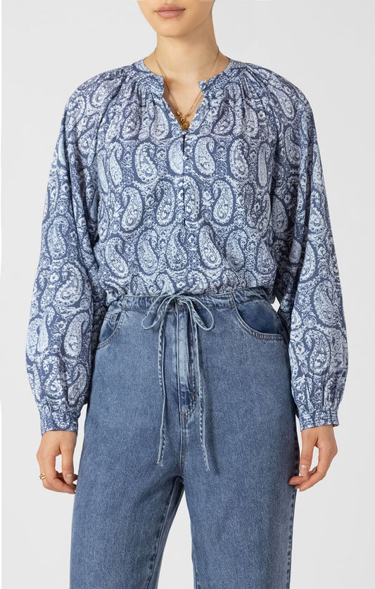 Paisley Print Balloon Sleeved Blouse
