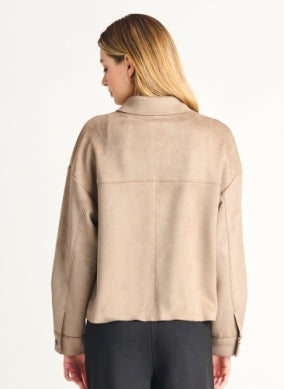 2229513 Faux Suede Button Jacket Taupe