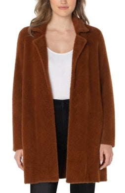 open front coatigan sweater penny brown