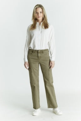 P0055-SJ Straight Cargo Pants Vintage Army