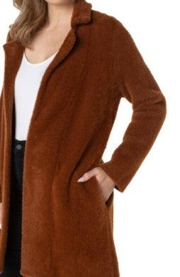 open front coatigan sweater penny brown