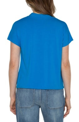 shawl collar short sleeve dolman knit tee