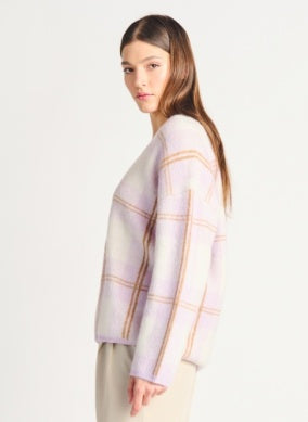 Plaid Sweater Lilac/Camel