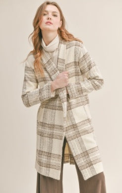 AE3541 Morning Stroll Plaid Jacket Cream