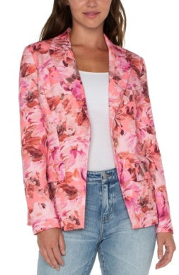 Notch Collar Blazer Pink Punch Rose