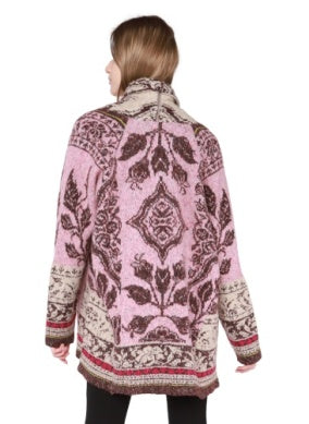 Floral Jacquard Cardigan Pink/Oatmeal