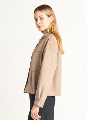 2229513 Faux Suede Button Jacket Taupe